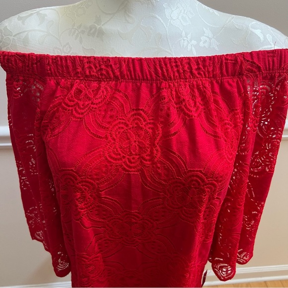 Tiana B Off the Shoulder A-line Red Dress Women’s Size 4 - Picture 5 of 6